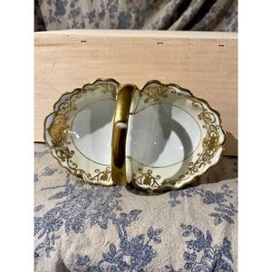 Noritake Candy Dish Center Handle 2 Part CRACKED